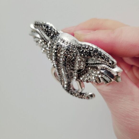 Brand New 2 In 1 Grey Silver Elephant Rhinestone Brooch Pin & Pendant - Picture 9 of 10